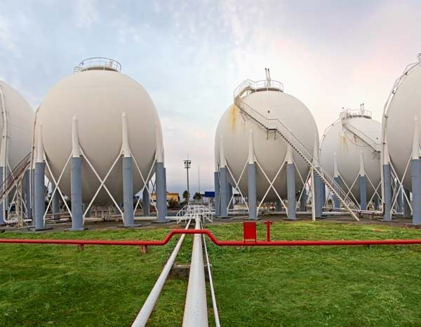 Huge storage tanks of a petrochemical plant