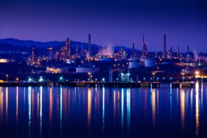refinery at night